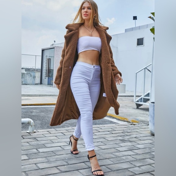 Double Button Teddy Midi Coat - Picture 2 of 8